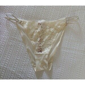 NWT Adore Me Cream Lace Sheer Bikini Panties Underwear M